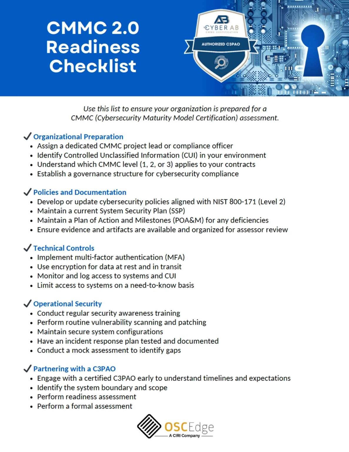 OSC CMMC checklist